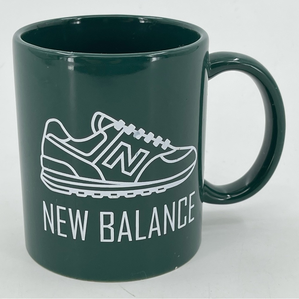 New Balance Cup Green &‎ White Logo Ceramic Coffee Tea Hot Cold Mug Vintage HTF